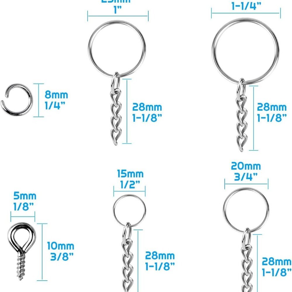 Key Chain Rings, 360Pcs Key Rings Bulk with Jump Rings and Screw Eye Pins - Picture 3 of 7